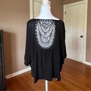 Gorgeous black shirt, size Medium with beautiful laced see-through back.